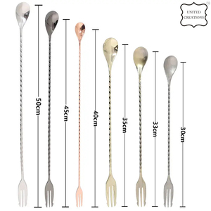 <b>Long</b> Handle Stainless Steel Cocktail Mixing Spoon Disposable Swizzle Stick for Cocktails and Beverages - Product Image 4