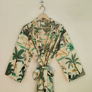 Batas de Algodón para Mujer, Estilo Kimono, para Safari en la Jungla, Chaqueta para el Té de la Mañana, Bata de Algodón para Damas de Honor, Bata de Verano, Bata de Baño, Regalo - Product Image 1