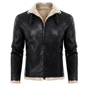 High Street Style Chaqueta de cuero para hombre Slim Fit Zipper PU Otoño Invierno a prueba de viento Ropa de lona de alta calidad - Product Image 4