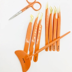 Pinzas de pestañas recubiertas de Color de Material de alta calidad, etiqueta personalizada privada, volumen puntiagudo curvo, las mejores pinzas de extensión de pestañas - Product Image 4