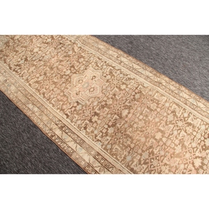 Vintage Turkish Rug Rug 3.6x10.3 ft, <b>Brown</b> Small Geometric Rug - Product Image 4