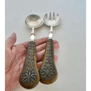 Precio al por mayor, servidor de ensalada de madera y Metal, ensalada para utensilios de cocina, vajilla, herramienta para ensalada, cubiertos de madera, cuchara, tenedor, Juego - Product Image 2