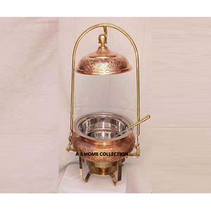 Chauffe-plats de luxe en or de designer moderne pour la restauration Chauffe-plats de forme ronde Chauffe-plats pour hôtels Aliments usagés - Product Image 3