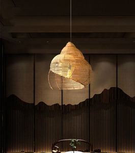 Modern Rattan Lampshade Rattan Conch Chandelier <b>Bamboo</b> Pendant <b>Light</b> - Product Image 4