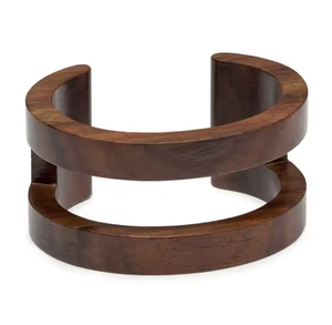 Bracelet simple en bois vintage géométrique irrégulier carré rond pour femmes et hommes - Product Image 4