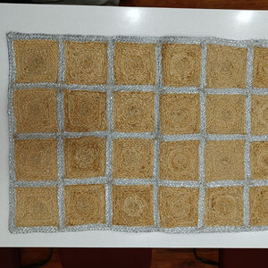 Juego de Alfombras Rectangulares Clásicas de Yute con Borde Marrón, Diseño Artesanal, Premium, Antideslizantes, Aptas para Mascotas, Lavables - Product Image 1