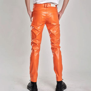 2024 Men's Custom Full-Length Leather Pants with Logo Waist Print Pattern Best Design Street Wear Pocket Decoration Winter <b>Jeans</b> - Product Image 5