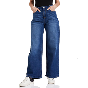 Pantalones vaqueros de moda para mujer, precio al por mayor, pantalones vaqueros de pierna ancha lavados informales con diseño personalizado para mujer de Bangladesh - Product Image 1