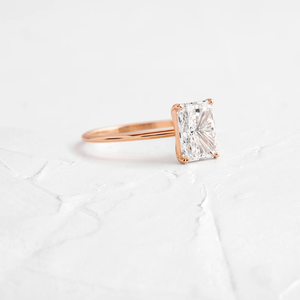 Nueva moda GRA certificado anillo de corte radiante 18K anillo de oro sólido amarillo moissanita anillo de compromiso Fabricación de la India - Product Image 6