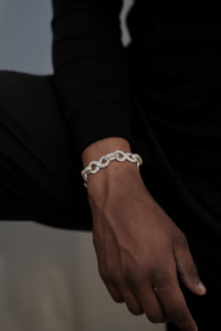 Mens 925 silver moissanite <b>infinity</b> link <b>bracelet</b> diamond look elegant engagement style fine jewellery gift premium luxe - Product Image 2