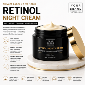 Crème de nuit au rétinol anti-âge raffermissante hydratante, marque privée OEM ODM, soins de la peau pour tous types de peau, pour femmes, logo personnalisé - Product Image 1