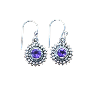 925 <b>Solid</b> <b>Silver</b> Classical Earrings Jewelry For Women 925 Sterling <b>Silver</b> Amethyst Gemstone Boho Style Handmade Earrings Gift - Product Image 1