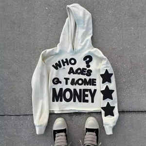 100% coton hommes surdimensionné ourlet brut sweat à capuche court avec pour bouffée personnalisé poids lourd Boxy pull hiver solide français éponge - Product Image 3