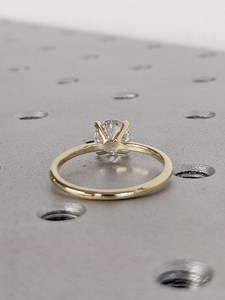 Round Cut Moissanite Engagement Ring Dainty 925 Sterling Silver 14k <b>Gold</b> Plated Comfort Fit Wedding Ring - Product Image 4