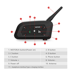 Ejeas không thấm nước V6 Pro 6 tay đua xe máy Mũ bảo hiểm Bluetooth Moto <span class=keywords><strong>intercom</strong></span> với FM Đài phát thanh - Product Image 3