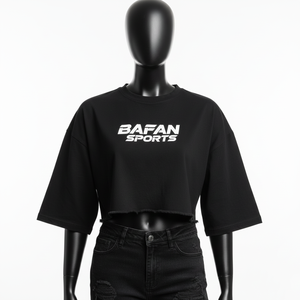 Camiseta corta para mujer, de algodón grueso, estilo urbano, corte holgado, con estampado de logotipo personalizado, camiseta corta de algodón para mujer - Product Image 1