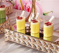 Ensemble de présentoirs de luxe en métal doré avec miroir en cristal, fait à la main, 1 pièce, rehausseur de table à dessert, gâteau de mariage, parfum, bijoux
