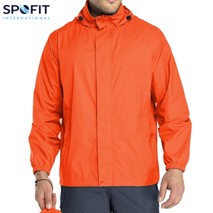 Fabricante al por mayor de color personalizado impermeable a prueba de viento bombardero lluvia chaquetas cierre de cremallera capucha frontal actividades al aire libre - Product Image 4