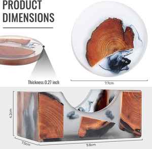 Contemporary Handmade <b>Coasters</b>, Solid Wood and Resin <b>Drink</b> <b>Coaster</b> Set, Durable Stone <b>Coasters</b> <b>for</b> Stylish Office Home Interiors - Product Image 5