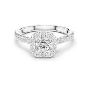 1.202 CT Round Brilliant Lab Diamond Halo <b>Ring</b> for Women VVS-VS EF Clarity 18KT, 14KT, 10KT Gold & 925 Silver Rose, - Product Image 1