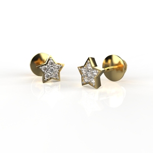 เครื่องประดับอัญมณี avarta 18K ต่างหูเพชรรูปดาวสีทอง - Product Image 1