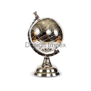 Soporte de globo minimalista giratorio, modelo de globo metálico pulido brillante alto, artículos de centro de mesa, suministros de decoración para el hogar y la Oficina - Product Image 4