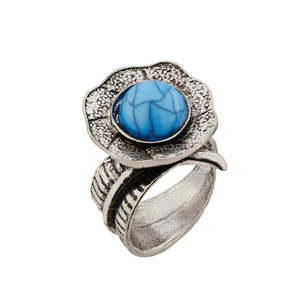 Anillo de aleación de zinc chapado en rodio fino Urthn con piedra preciosa azul 1501863A - Product Image 1
