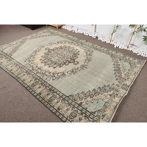 Tapis vintage 6,2x8,9 pieds, grand tapis turc, tapis persan en laine beige brun - Product Image 4