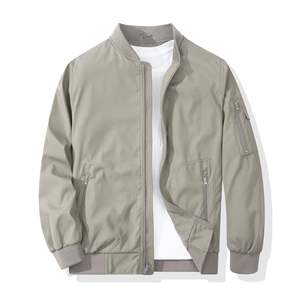Men's Lightweight Patchwork Baseball Bomber <b>Jacket</b> with Stand Collar Full Zip Sportswear Coat for Spring Fall Winter Front Logo - Product Image 1