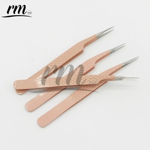 RMI Professional Stainless Steel Eyelash Extension Tweezers Nude Powder Coated Silver Tip Isolation Tweezers Diamond Grip Beauty - Product Image 4