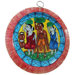 Mukherjee Handicrafts Exquisite Handpainted Aluminium <b>Plate</b> Patachitra Art <b>Wall</b> Hanging 23cm X 23cm - Product Image 3