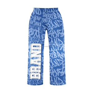 Pantalones deportivos de felpa de algodón y poliéster de primera calidad, 320 GSM, color verde, tela suave y gruesa, estampado por sublimación en toda la superficie con bordado. - Product Image 3