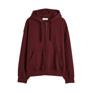 Sweat à capuche zippé personnalisé Hip Hop pour homme, en molleton de coton épais, style streetwear oversize, imprimé, automne-hiver, 100% coton, teint uni - Product Image 2