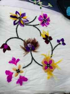 Tissu de dentelle de mariée en tulle blanc, perles de broderie de luxe, paillettes de cristal, perles machine - Product Image 3