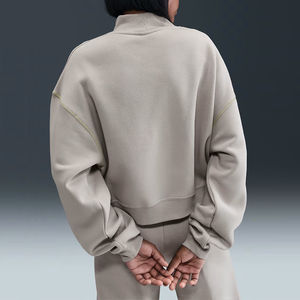 Sweat-shirt à col montant en molleton brodé en coton pour femme avec logo personnalisé d'usine - Product Image 2