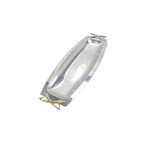 Vajilla hecha a mano Bandeja para servir dátiles y aperitivos Artículos de catering de metal con acabado dorado para uso en la cocina - Product Image 4