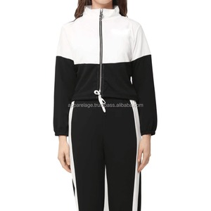 Wholesale New Style for Womens Fashionable Two-Piece Jogging <b>Suit</b> with Full Zipper <b>Jacket</b> and Elastic Waist Track Pants - Product Image 1