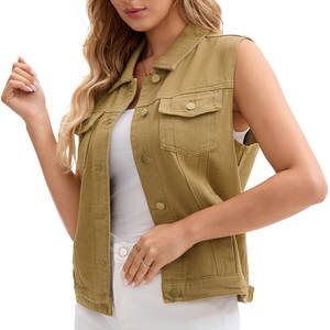 Gilet en jean pour femmes, qualité supérieure, 100% coton, gilet en jean pour adultes, style unique, boutons recouverts, gilet en jean décontracté pour femmes - Product Image 4