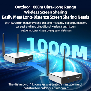 Extenseur sans fil H-DMI 1000m 1 TX vers 2 RX Kit, 5G 1080P 60ms Faible latence pour diffusion <span class=keywords><strong>en</strong></span> direct et conférence multi-écrans - Product Image 2