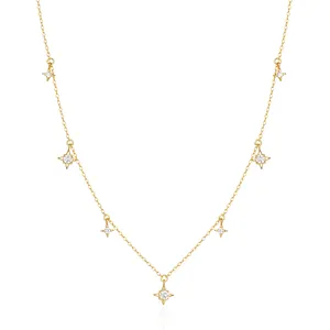 CANNER Jewelry Minimalist 925 Sterling Silver Cz Starnecklace Exquisite 18k Gold Star Charm Necklace For Woman