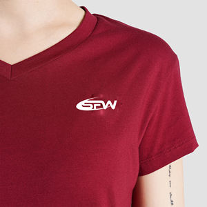 T-shirts à col en V de mode d'été écologiques pour femmes OEM T-shirts d'entraînement promotionnels à manches à volants Design uni - Product Image 5