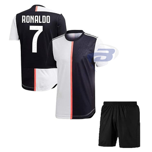 Ensemble de maillot de football imprimé noir et blanc, uniforme de football respirant, séchage rapide, léger, en polyester, kit d'entraînement - Product Image 1
