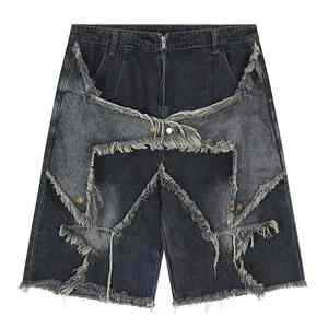 Short en jean droit en toile délavée à l'acide pour hommes sur mesure respirant 100% coton taille moyenne léger Streetwear Style décontracté - Product Image 6