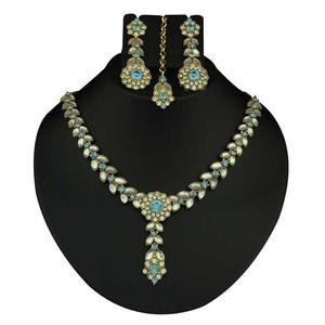 Kriaa <b>Fine</b> <b>Jewelry</b> <b>Sets</b>-Blue Stone and Kundan Necklace 2101301 - Product Image 1