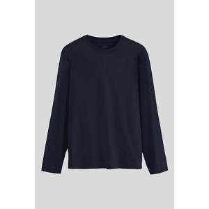 T-shirt à manches longues col rond basique coupe standard Tommylife pour homme, noir, mélange de coton, tenue décontractée quotidienne, modèle 87997 - Product Image 3