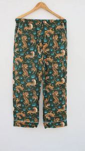 Ensemble de pyjamas en pur coton imprimé tigre Vêtements de nuit de luxe Costume de nuit doux cadeau pour elle-Coton indien - Product Image 4