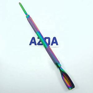 Empujador de Cutículas Profesional de Acero Inoxidable de Doble Punta para el Cuidado de las Uñas, Manicura y Pedicura, Color Multicapa - Product Image 4