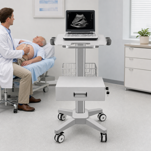 Chariot médical <span class=keywords><strong>à</strong></span> ultrasons en aluminium de qualité aéronautique avec <span class=keywords><strong>panier</strong></span> et deux supports pour sondes - Product Image 6
