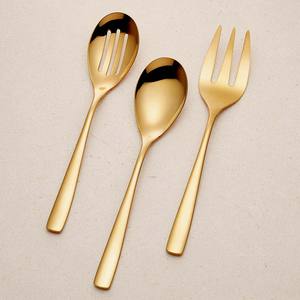 Gold & <b>Black</b> Matt <b>Mirror</b> Polished Spoon Fork Salad Server Set Indian Style Mini Salad Server With High Demand - Product Image 4