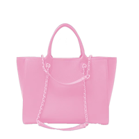 Tas Tote PU Pink Dengan Tali Rantai Warna Solid Desain Minimalis Untuk Penggunaan Sehari-hari Semua Musim Tas Tangan Wanita Katun Ramah Lingkungan Untuk Perjalanan